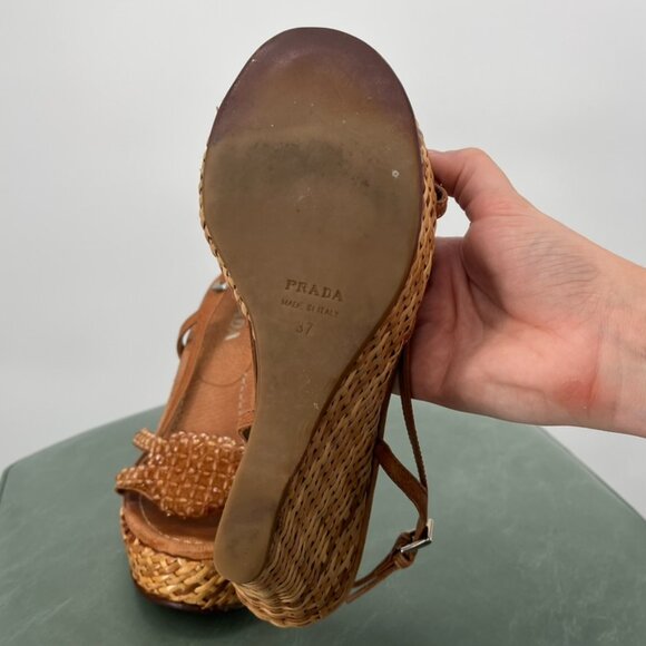 Prada Rafia Wedge Heel in Size 37 - Picture 4 of 6